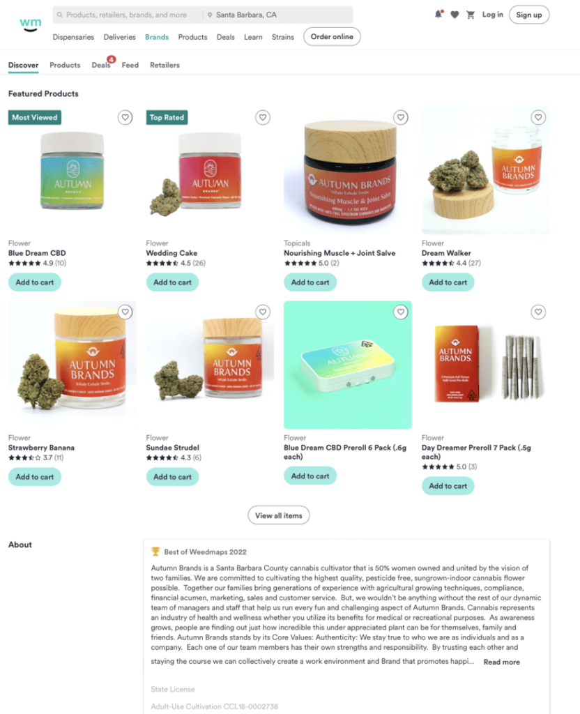 Autumn Brands on Weedmaps Delivery